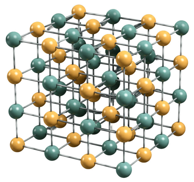 Sodium chloride crystal lattice